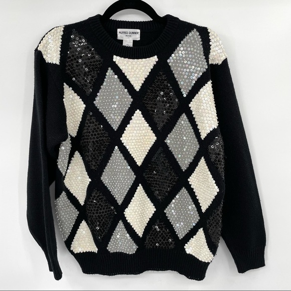 Alfred Dunner Vintage Diamond Sequin Sweater - Picture 1 of 12